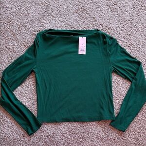 NWT Wild Fable Forest Green Long Sleeve Tee